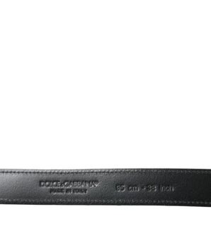 Dolce & Gabbana Black Leather Silver Metal Buckle Belt