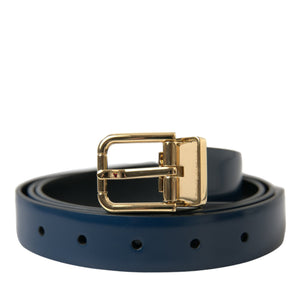 Dolce &amp; Gabbana Elegant Blue Calf Leather Belt