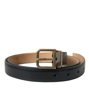 Dolce &amp; Gabbana Elegant Black Calf Leather Belt