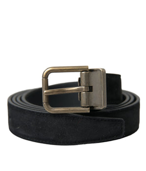 Dolce & Gabbana Black Suede Leather Gold Metal Buckle Belt