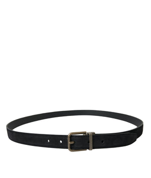 Dolce & Gabbana Black Suede Leather Gold Metal Buckle Belt