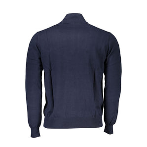 Harmont & Blaine Chic Half-Zip Blue Sweater with Embroidery Detail