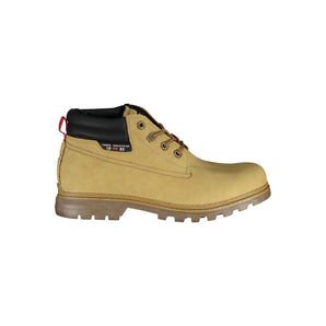 Botas Carrera Beige con Cordones y Detalles en Contraste