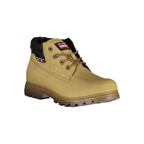 Botas Carrera Beige con Cordones y Detalles en Contraste