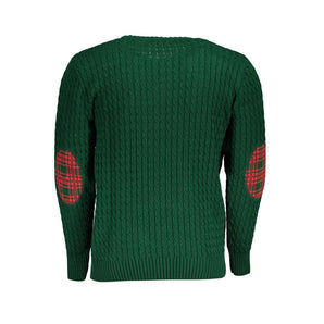 US Grand Polo Twist-Knit Green Crew Neck Sweater