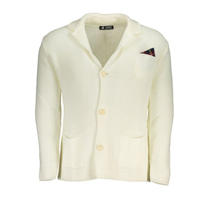 US Grand Polo Elegant White Cardigan With Logo Detail