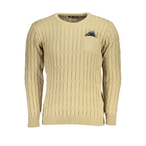 US Grand Polo Elegant Beige Long Sleeve Crew Neck Sweater