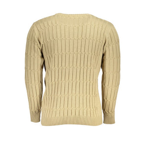 US Grand Polo Elegant Beige Long Sleeve Crew Neck Sweater