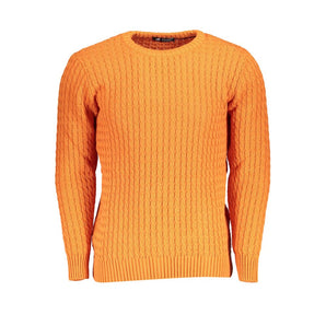 US Grand Polo Elegante suéter naranja con cuello redondo retorcido