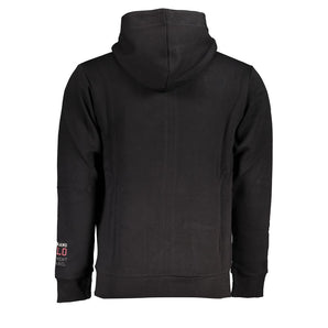 US Grand Polo Sleek Black Fleece Hooded Sweatshirt