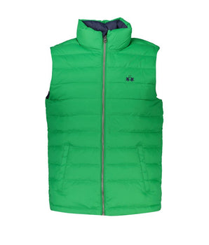 La Martina Sleek Sleeveless Green Jacket with Embroidery
