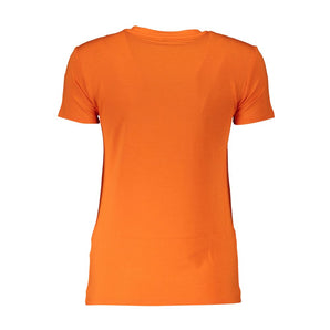 Patrizia Pepe Elegante camiseta naranja con diamantes de imitación