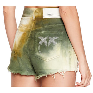 PINKO Pantalón Corto Chic de Algodón Verde Militar para Mujer