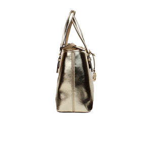 Michael Kors Jet Set Pale Gold Metallic XS Carryall Bolso tote con cremallera superior