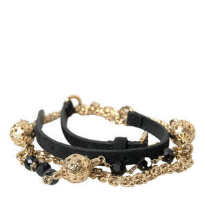 Dolce &amp; Gabbana Elegant Crystal Bounce Leather Waist Belt