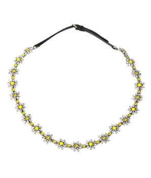 Dolce & Gabbana Black Daisy Crystal Dauphine Waist Belt