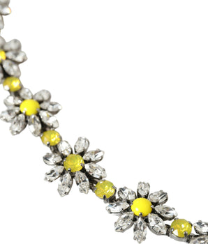 Dolce & Gabbana Black Daisy Crystal Dauphine Waist Belt