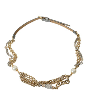 Dolce & Gabbana Blue Braided Gold Brass Chain Waist Belt