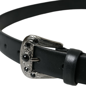 Dolce &amp; Gabbana Engraved Logo Leather Waist Belt