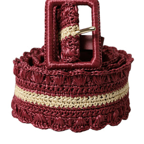 Dolce &amp; Gabbana Maroon Elegance Canvas Waist Belt