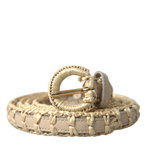 Dolce &amp; Gabbana Elegant Beige Leather Waist Belt