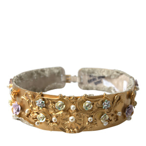 Dolce &amp; Gabbana Elegant Gold-Tone Faux Pearl Floral Belt