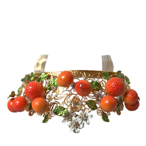 Dolce &amp; Gabbana Multicolor Crystal Sicilian Orange Crown