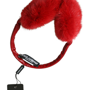 Dolce & Gabbana Red Mink Fur Elegance Ear Muffs