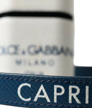 Dolce &amp; Gabbana Estuche de cuero elegante para Airpods en azul y blanco