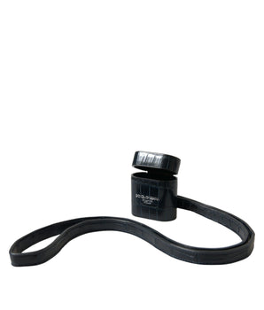 Dolce &amp; Gabbana Black Crocodile Leather Silver Metal Logo Airpods Case
