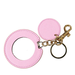 Dolce &amp; Gabbana Elegant Pink Gold Leather Keychain