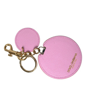 Dolce &amp; Gabbana Elegant Pink Gold Leather Keychain