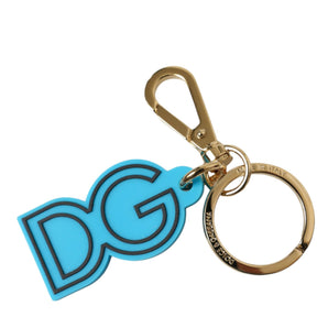 Dolce &amp; Gabbana Elegant Blue Gold Keychain Accessory