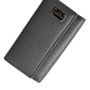 Dolce &amp; Gabbana Llavero triple plegable de cuero gris elegante