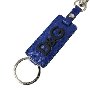 Dolce &amp; Gabbana Elegant Blue Trifold Calf Leather Key Holder