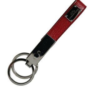 Dolce &amp; Gabbana Elegant Red Leather Trifold Key Holder Case