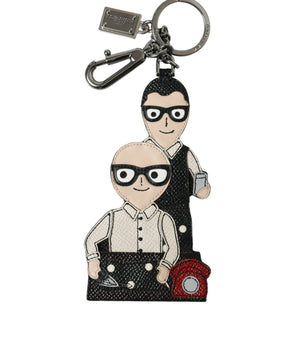 Dolce & Gabbana Leather Dominico Stefano #DGFAMILY Logo Badge Keychain