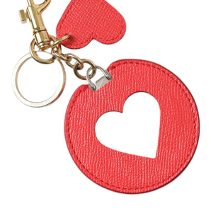 Dolce &amp; Gabbana Elegant Red Leather Keychain with Gold Accents