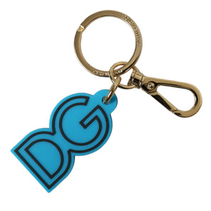 Dolce & Gabbana Elegant Blue & Gold Keychain Accessory