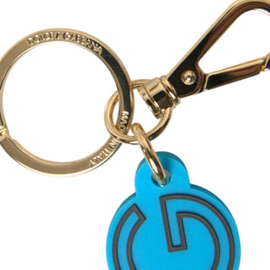 Dolce &amp; Gabbana Elegant Blue &amp; Gold Keychain Accessory