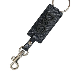 Dolce &amp; Gabbana Elegant Leather Keychain in Black &amp; Silver