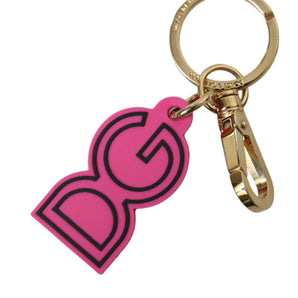 Dolce &amp; Gabbana Chic Gold and Pink Logo Keychain