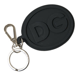 Dolce &amp; Gabbana Chic Black and Silver Logo Keychain