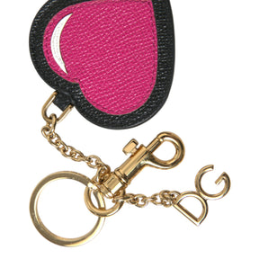 Dolce &amp; Gabbana Stunning Gold and Pink Leather Keychain