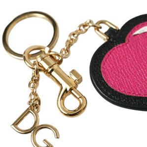 Dolce & Gabbana Stunning Gold and Pink Leather Keychain