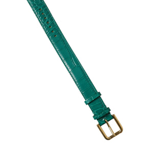 Dolce &amp; Gabbana Elegant Green Leather Neck Band