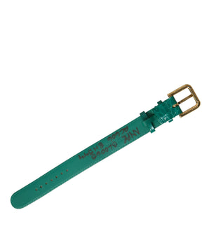 Dolce &amp; Gabbana Green Textured Leather Gold Tone Metal Buckle Neckband