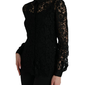 Dolce &amp; Gabbana Elegant Floral Lace Blouse Top