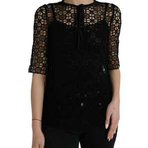 Dolce &amp; Gabbana Elegant Floral Lace Blouse Top