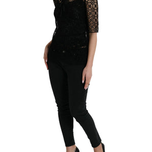 Dolce &amp; Gabbana Elegant Floral Lace Blouse Top